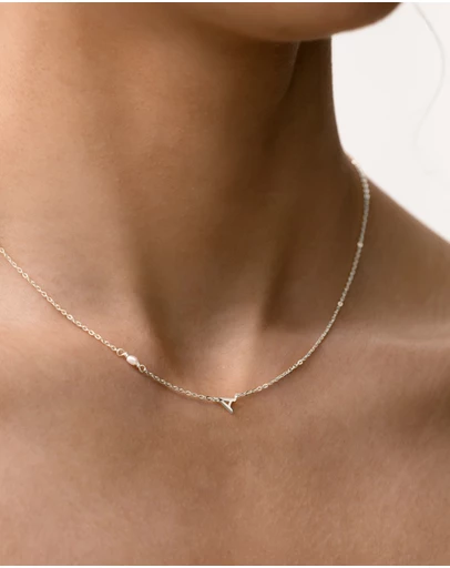 SAINT VALENTINE - Pearl Letter Necklace - Silver