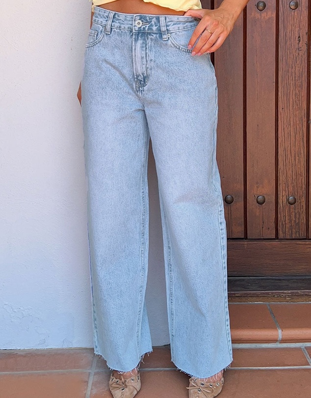 Beginning Boutique - She's Yours Light Wash Denim Wide Leg Boyfriend Jeans