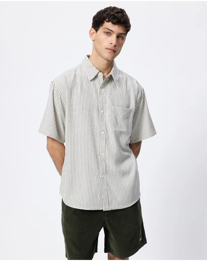 S Double - Line Stripe Classic Short Sleeve Shirt