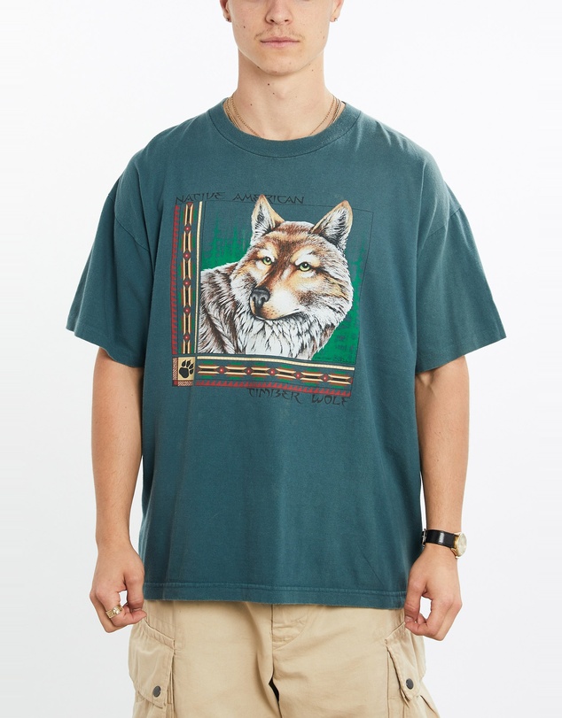 Vintage by The Real Deal - Pre Loved - Vintage 90s Timber Wolf Wildlife Tee