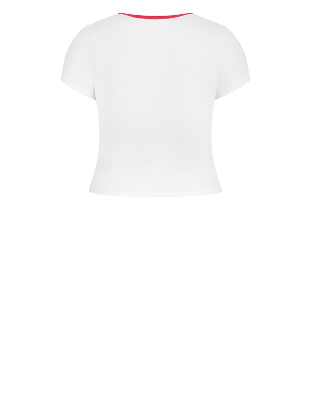 City Chic - Plus size Micro Cherry Print Tee - ivory
