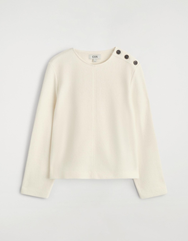 COS - Button-Detail Boiled-Wool Sweatshirt