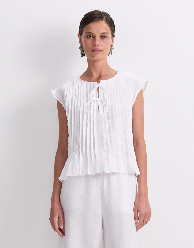 Sportscraft - Ariana Pintuck Linen Blouse