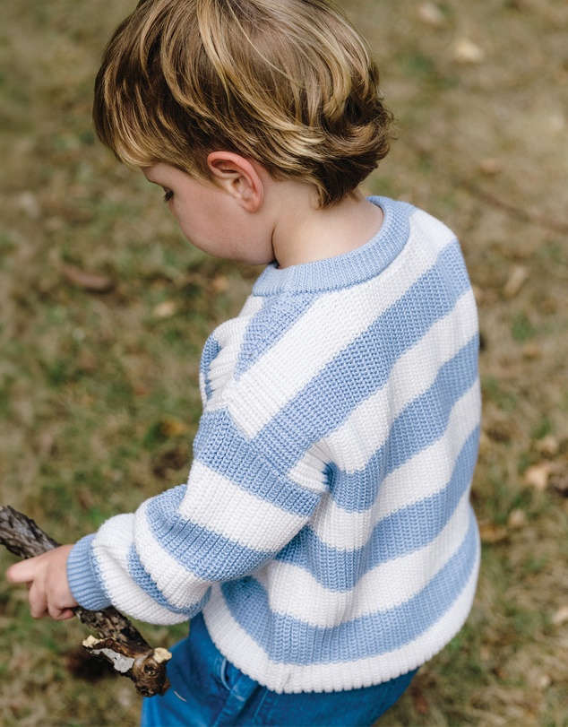 Kynd Baby - Knit Stripe Jumper in Sky Blue Stripe