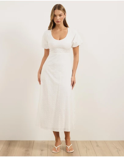 Atmos&Here - Belle Short Sleeve Broderie Midi Dress