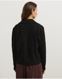 Atmos&Here - Aspen Knit Wrap Cardigan With Collar