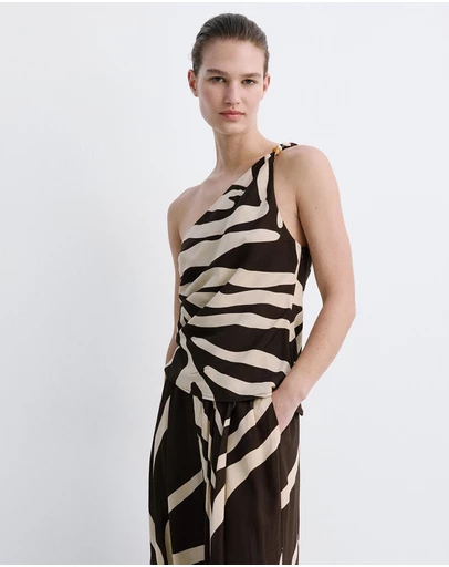 M.N.G - Asymmetric Printed Top