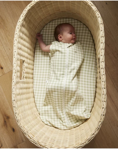 Grow Kindly - Swaddle Sleeping Bag in Gumleaf Gingham - 2.5 TOG