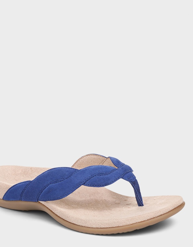 Vionic - Bella Braid Toe Post Sandal - Mazarine Blue Suede