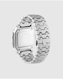Philipp Plein - HYPER $HOCK 44MM - Silver-Tone Case - Light Display - Silver-Tone Metal Band