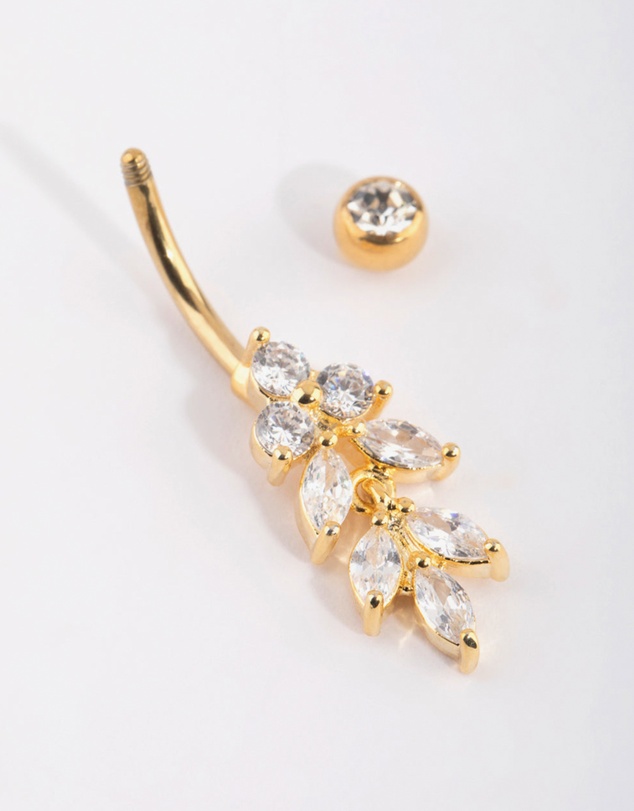 Lovisa - Gold Plated Titanium Marquise Diamante Belly Bar