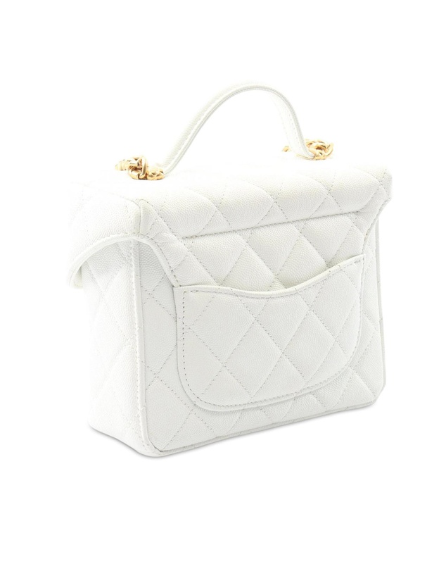 Chanel - Pre-Loved Quilted Caviar Handy Box Vanity Case with Chain