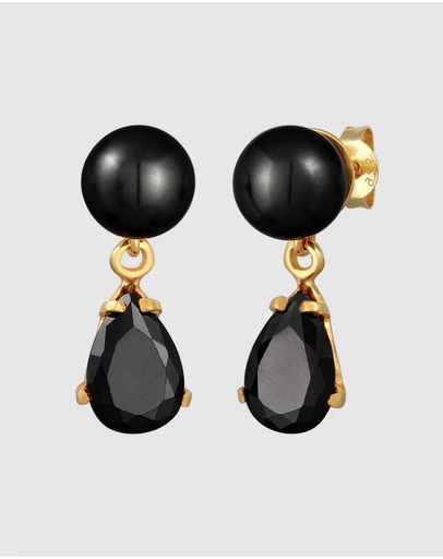 Elli Jewelry - Earrings Ear Studs Drop with Synth. Pearl And Zirconia Crystals in 925 Sterling Silver Gold Plated