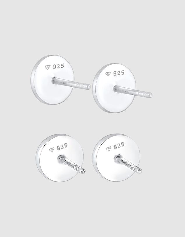 Kuzzoi - ICONIC EXCLUSIVE - Earrings Men Set Stud Circle Geo with Enamel in 925 Sterling Silver