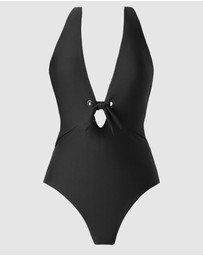 Magicsuit - Halle Plunge Tie Front Shaping One-Piece Swimsuit