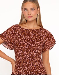 Petal & Pup - Lorrie Maxi Dress - Brown Ditsy Floral