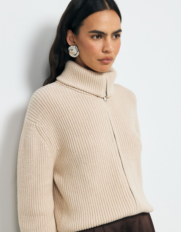 AERE - Clea Organic Cotton Zip Cardigan