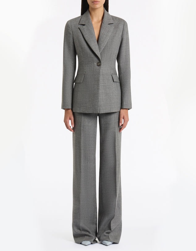 Carla Zampatti - Grey Melange Wool Suiting Scarf Jacket