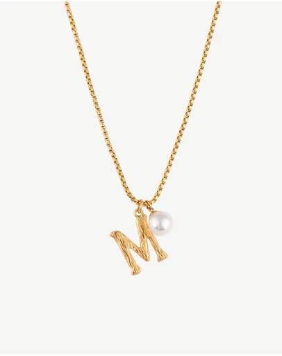Zahar - Pearl Letter M Necklace