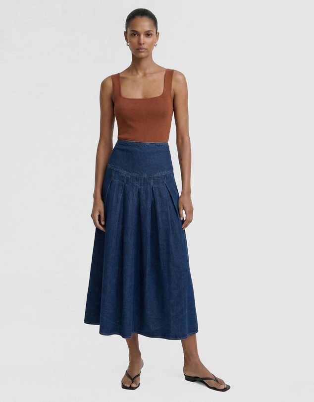Staple the Label - Roma Chambray Midi Skirt