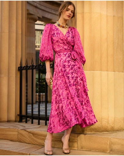 SACHA DRAKE - Sherbet Breeze Midi Wrap Dress