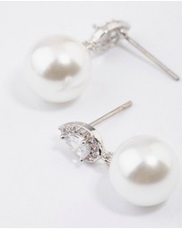 Lovisa - Silver Diamante Pear & Pearl Drop Earrings