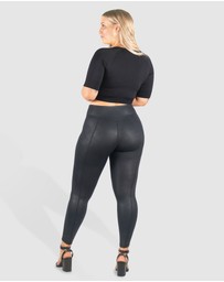 B Free Intimate Apparel - V-Waist Faux Leather Booty Sculpting Leggings