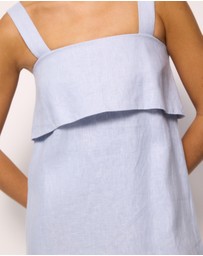 AERE - Nora Buckle Detail Linen Mini Dress