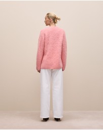 Trenery - Brushed Alpaca Relaxed V Knit in Dusty Rose