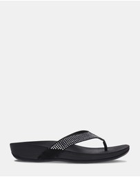 Mia Vita - Allora Toe Post Sandal - Black Rhinestone