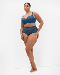 City Chic - Plus size Lara Hi Brief - poseidon