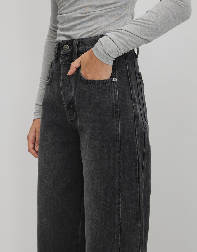 AERE - Mid Rise Barrel Leg Jeans