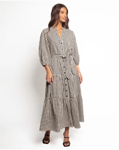 Petal & Pup - Dixon Maxi Dress - Black Cream Gingham