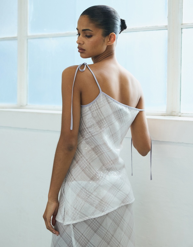 Lover - Venus Sequin Check Asymmetrical Top