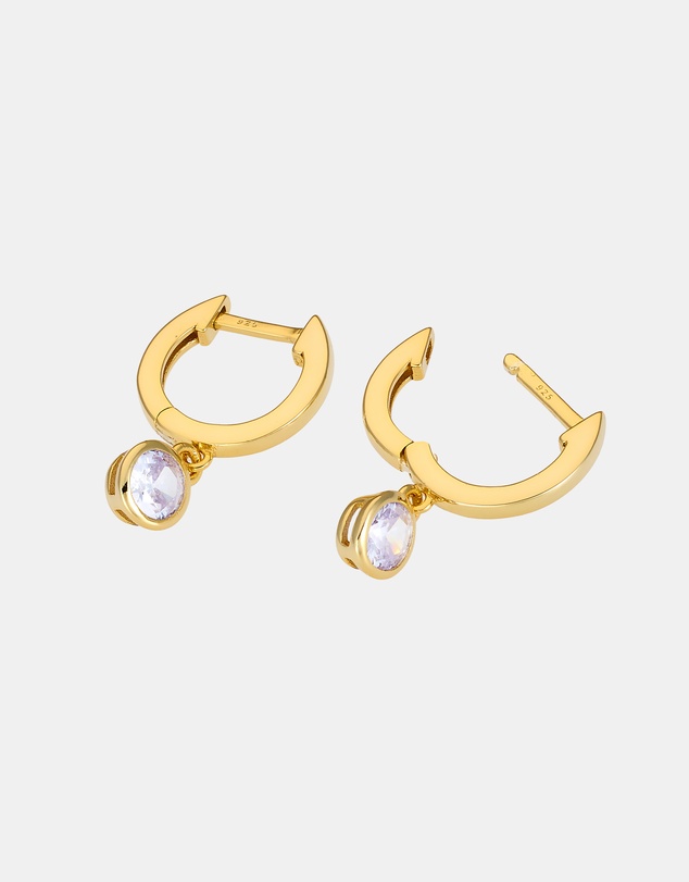 Zoe Olivia - 14K Gold Vermeil Prism Champagne Cubic Zirconia Drop Huggies