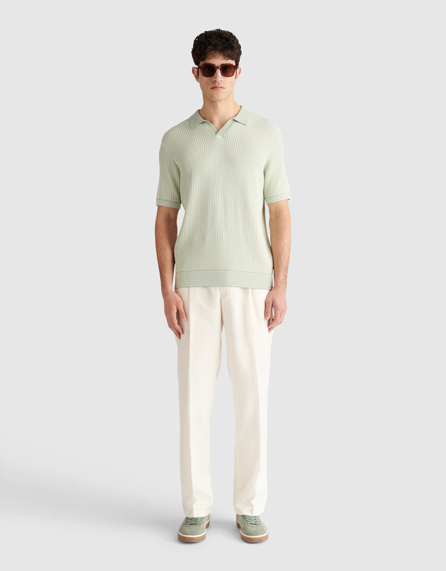 Peckham Rye  - Peckham Rye Open Collar SS Knitted Polo