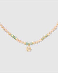 Wanderlust + Co - Sun Hues Beaded Gold Necklace
