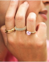 Elli Jewelry - Ring with Stones Crystals 925 Sterling Silver Gold-plated