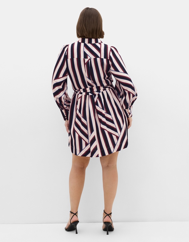 City Chic - Plus size Timeless Stripe Mini Dress - bone