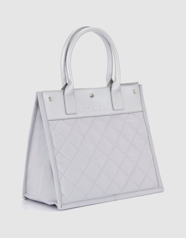 JETT BLACK - Soho Silver Quilted Tote Bag