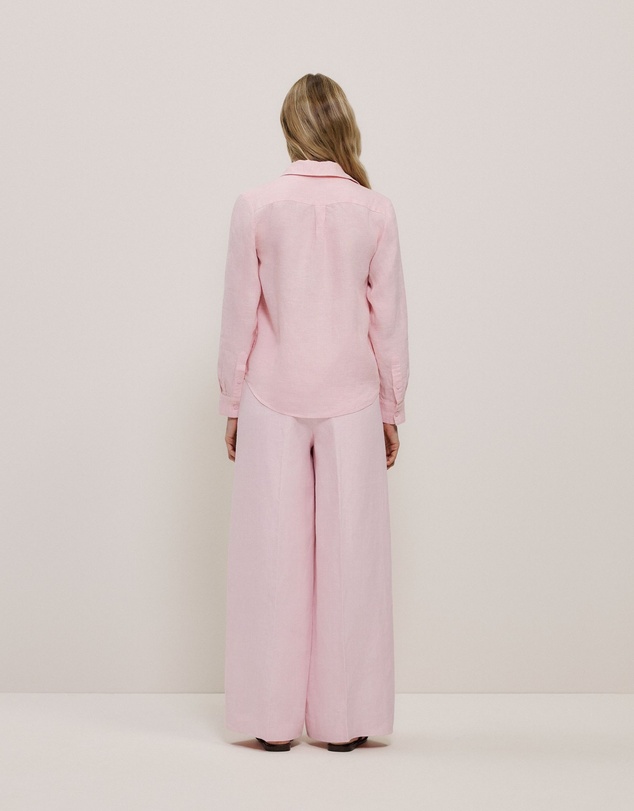 Trenery - Yarn Dyed Linen Classic Shirt in Blossom Pink