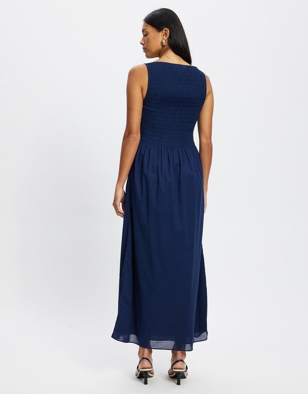 & Other Stories - Smocked Boatneck Midi Dress