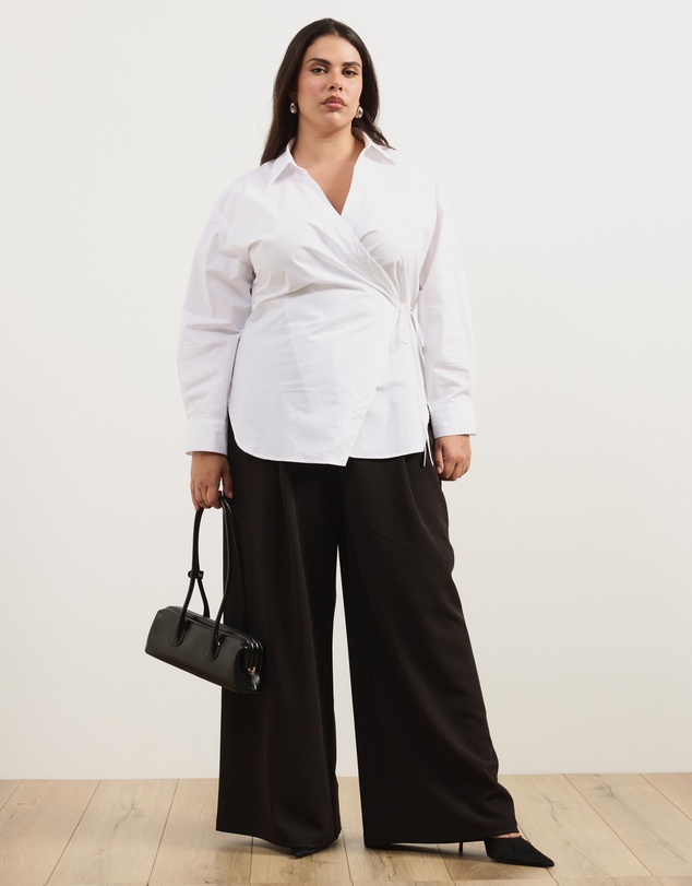 Atmos&Here Curvy - Kitt Cinched Waist Tie Wrap Shirt