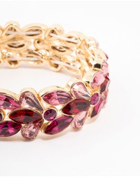 Lovisa - Gold Pink & Red Stone Set Wrist Cuff