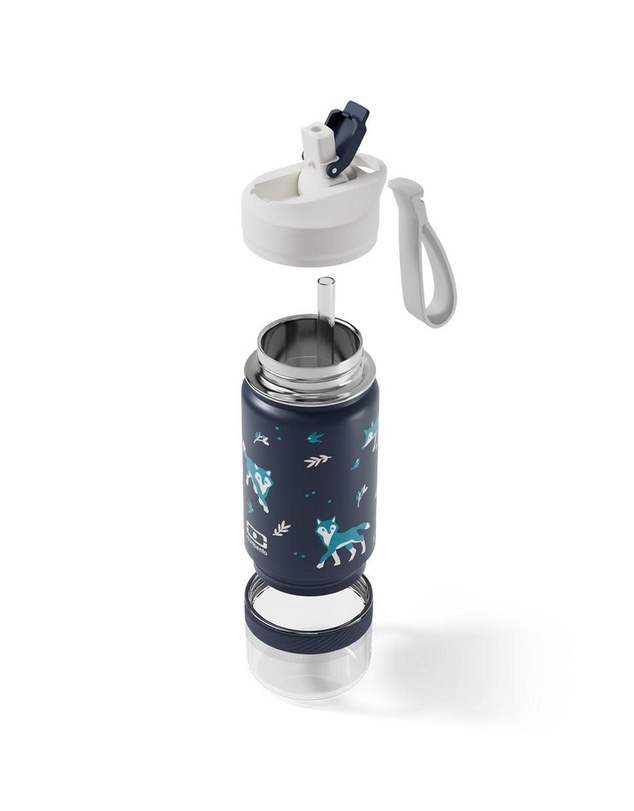 Monbento - Monbento Twisty Kids Water Bottle with Snack Container- Wolf