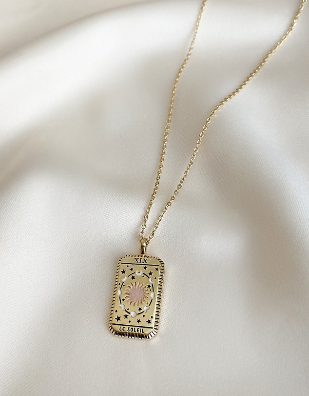 Wanderlust + Co - Le Soleil Gold Tarot Necklace