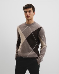 Country Road - Merino Wool Argyle Crew Neck Knit