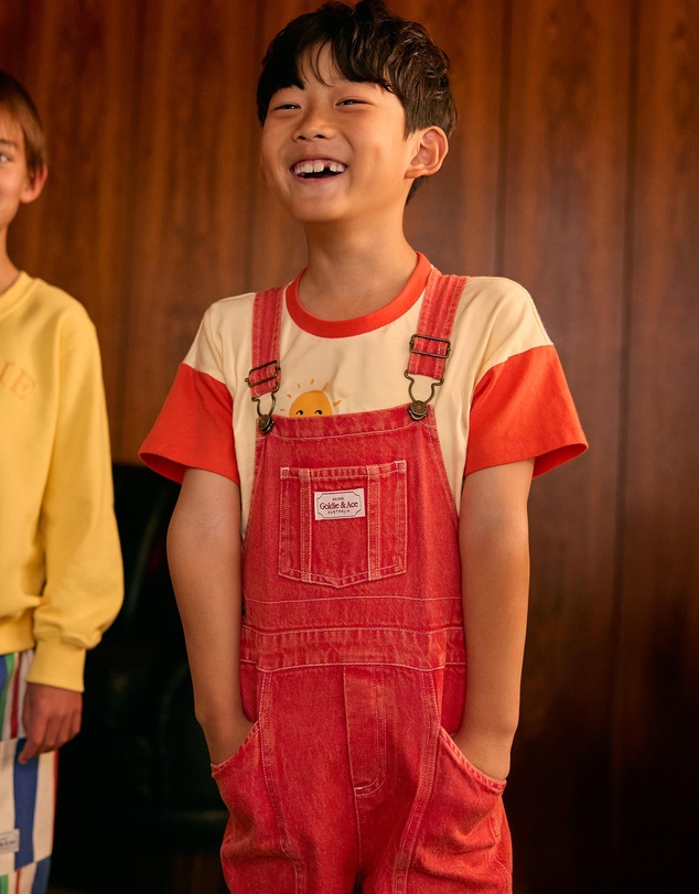 Goldie + Ace - James Vintage Washed Denim Pocket Overalls - Babies-Kids