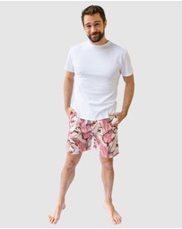 Sant And Abel - Men's Martinique® Pink Banana Leaf Sleep Shorts