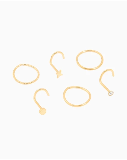 Lovisa - Surgical Steel Nose Stud & Ring 6-Pack